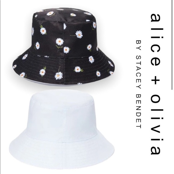 Alice+ Olivia Reversible Daisy & White Bucket Hat - Picture 1 of 5